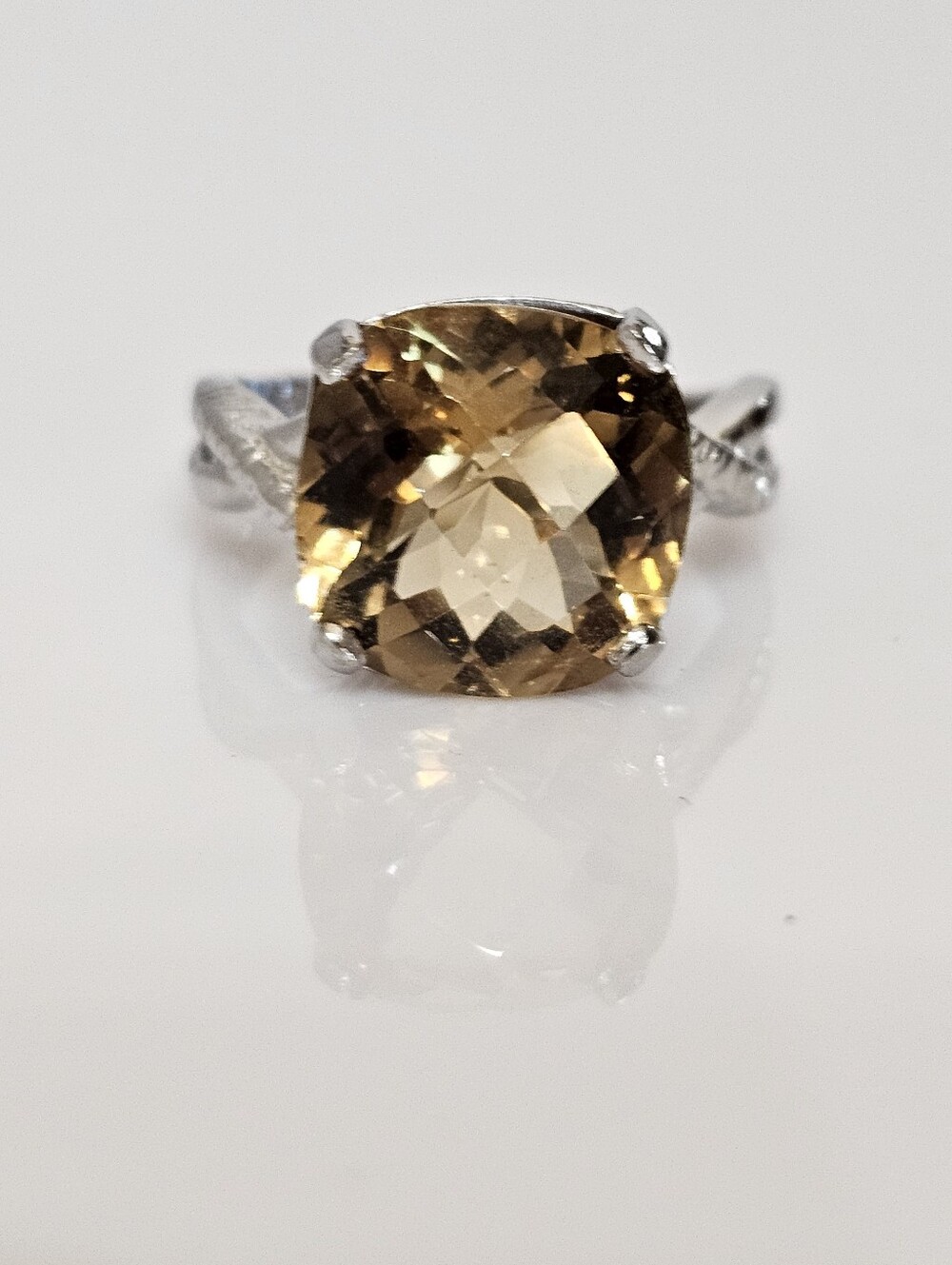 Natural Cushion Cut Citrine Sterling Silver Size 8 - Picture 8 of 10